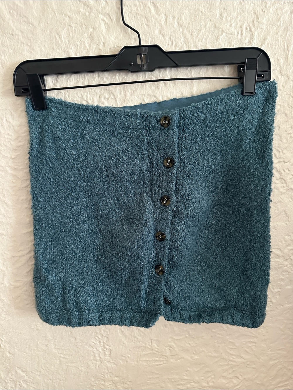 Urban Outfitters Teal Blue Boucle Textured Button Front Mini Skirt Medium